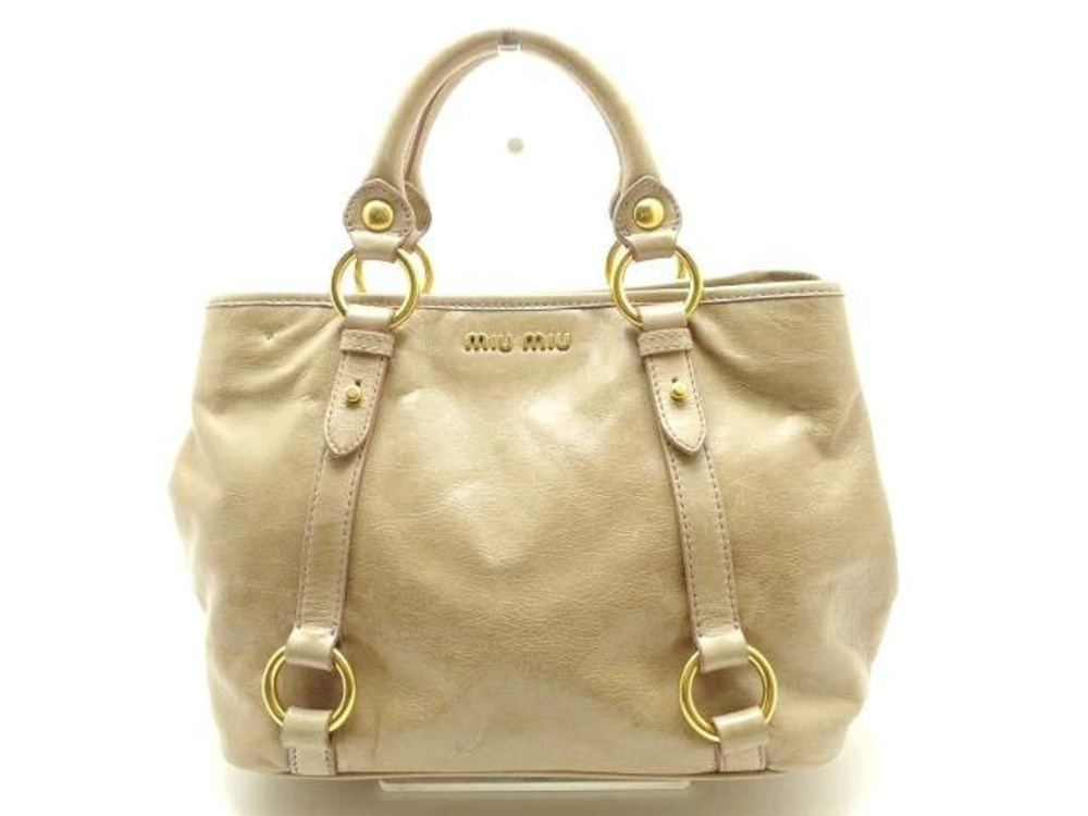 Miu Miu Shoulder Bag Calfskin Beige Cream